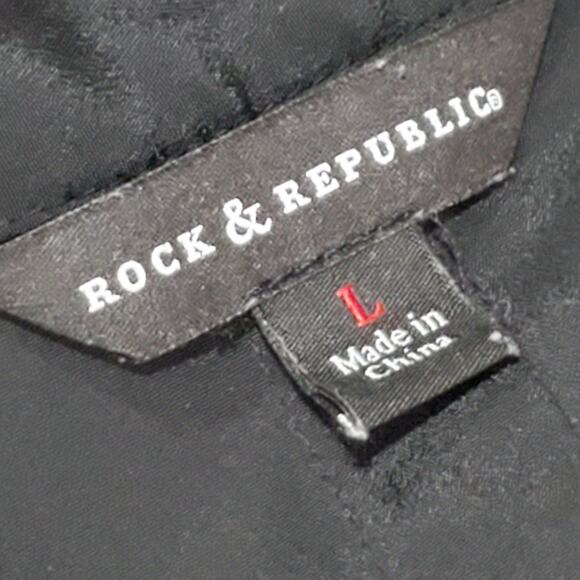 Rock & Republic Black Studded Sleeveless Button Front Top Large - Picture 5 of 7